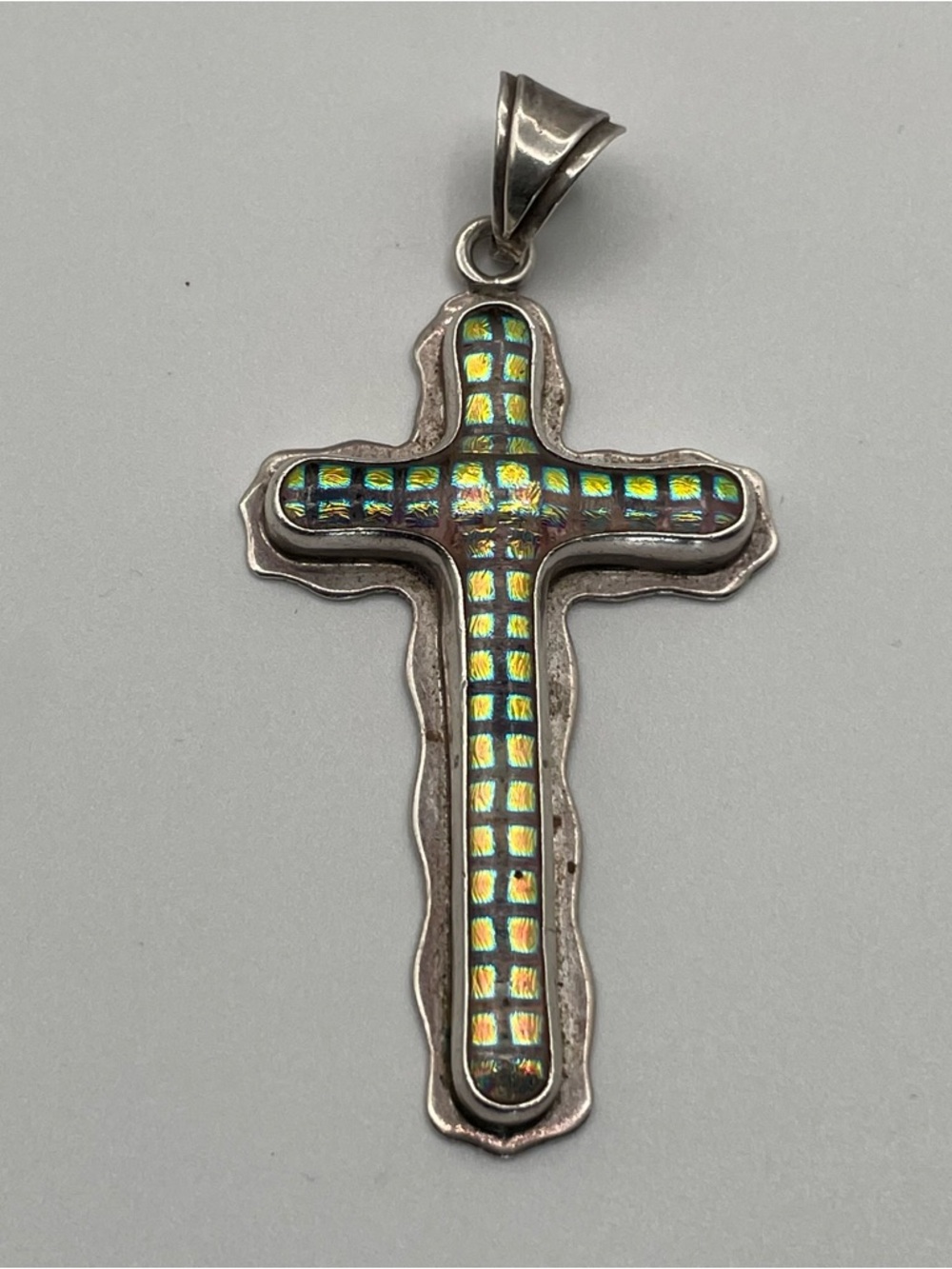 Iridescent Mosaic Cross Pendant 19.2g